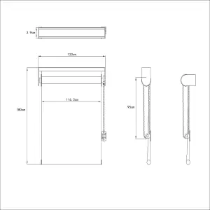 Elin Corded White Striped Day & night Roller Blind (W)120cm (L)180cm