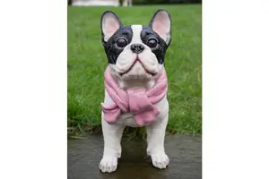 French bulldog with scarf garden ornament