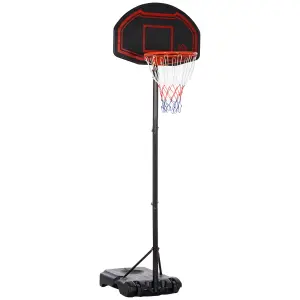 HOMCOM Outdoor Adjustable Basketball Hoop Stand w/ Wheels and Stable Base Black