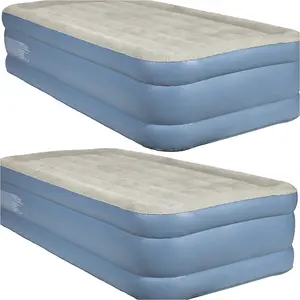 2 Pack Elevated Inflatable Air Bed with Built-In Pump for Home and Camping Comfort