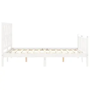 Berkfield Bed Frame with Headboard White 140x200 cm Solid Wood