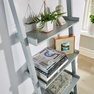 Ira 5-Tier Ladder Shelf Bookcase Unit Grey