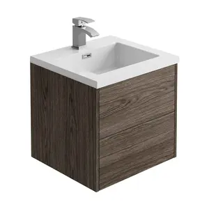 Borneo Dark Wood Wall Hung Vanity Unit & Basin Set (W)500mm (H)470mm