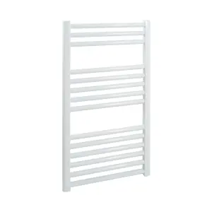 Bray Heated Towel Rail For Central Heating, Straight, White - W300 x H800 mm