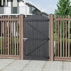 Outdoor Grey Arch Top Garden Wooden Gate Fence Door