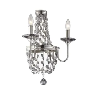 Elstead Malia 2 Light Indoor Candle Wall Light Polished Nickel, E14