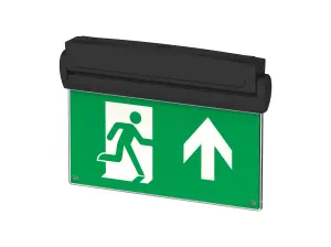 CGC Lighting Emergency Exit Sign Wall or Ceiling Mounting with Arrow Up Black Finish