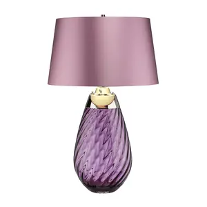 Table Lamp Heather Shade Plum tinted Glass / Heather Shade LED E27 60W Bulb