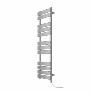 Rinse Bathrooms Electric Flat Panel Heated Towel Rail Chrome Bathroom Ladder Radiator Warmer 1200x500mm 600W