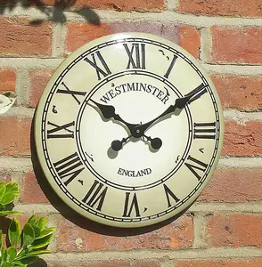 Smart Garden Westminster Tower Garden Wall Clock - 12" Cream - Quartz Accuracy