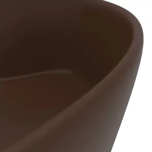 Berkfield Luxury Wash Basin with Overflow Matt Dark Brown 36x13 cm Ceramic