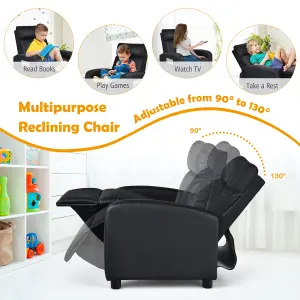 Costway Kids Recliner Chair PU Leather Ergonomic Adjustable Sofa Chair Lounge Chair