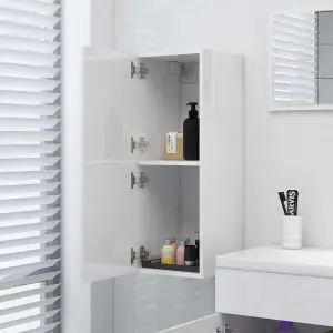 Berkfield Bathroom Cabinet High Gloss White 30x30x80 cm Engineered Wood