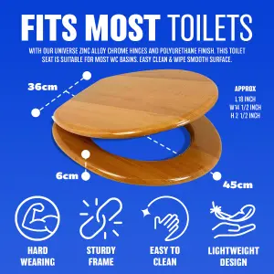 18" Wooden Universal Bathroom Wc Toilet Seat Easy Fit Antique Pine