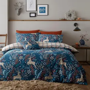 Winter Stags Blue Duvet Cover Set