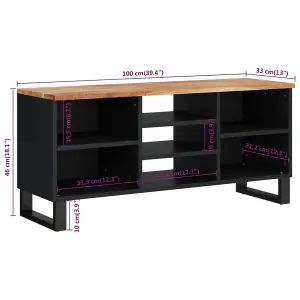 Berkfield TV Cabinet 100x33x46 cm Solid Wood Acacia&Engineered Wood