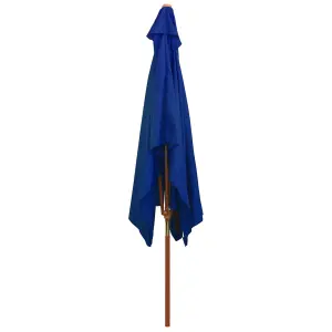 Berkfield Outdoor Parasol with Wooden Pole Blue 200x300 cm