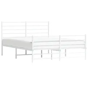 Berkfield Metal Bed Frame with Headboard and Footboard White 120x190 cm 4FT Small Double