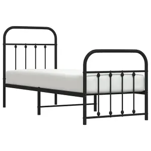 Berkfield Metal Bed Frame with Headboard and Footboard Black 75x190 cm