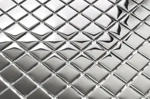 Glass mosaic on mesh for bathroom or kitchen 300mm x 300mm - Pure Silver