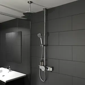 Aqualisa Smart Link Retrofit Chrome effect Ceiling fed High or low pressure Digital Exposed valve Adjustable HP/Combi Shower