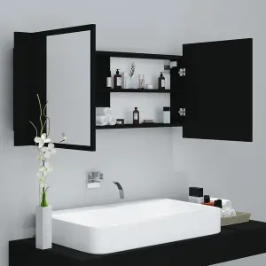 Berkfield LED Bathroom Mirror Cabinet Black 100x12x45 cm