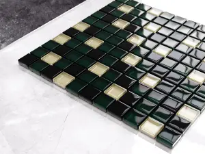 Glass mosaic on mesh for bathroom or kitchen 300mm x 300mm - Green relax