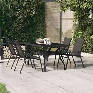 Berkfield Garden Table Black 140x70x70 cm Steel and Glass