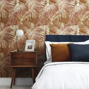 Belize Tropical Wallpaper In Terracaotta