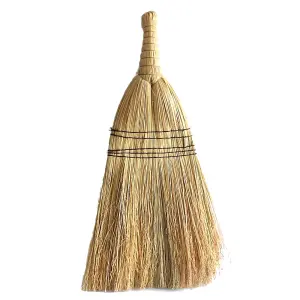 Traditional Rice Straw Broom 70 cm / 27.5" Hand Brush Natural Garden Yard Stable Sweeping American Style Brush