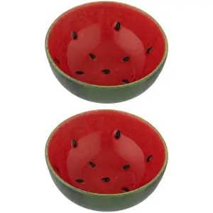 Set of 2 World Foods Watermelon Round Bowl 11.5cm