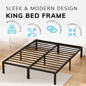 House of Home King Size Platform Bed Frames Durable Metal Black Powder Coating