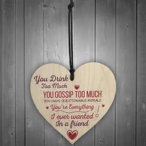 Red Ocean Friendship Best Friend Sign Shabby Chic Wood Hanging Heart Plaque Thank You Gift