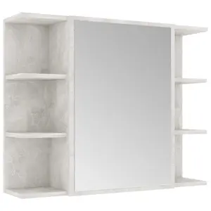 Berkfield Bathroom Mirror Cabinet Concrete Grey 80x20.5x64 cm Engineered Wood