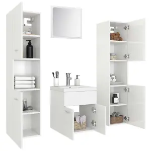 Berkfield Bathroom Furniture Set High Gloss White Engineered Wood