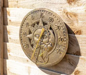 Sun Moon Outdoor Clock and Thermometer