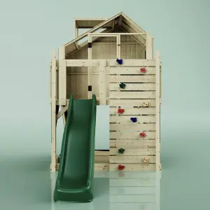 PolarPlay Kids Scandinavian Style Climbing Platform & Playhouse with Slide - Astrid Green