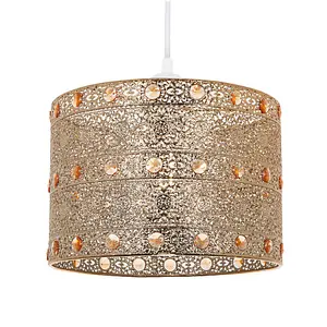 Polished Gold Acrylic Gem Moroccan Style Chandelier Pendant Light Shade