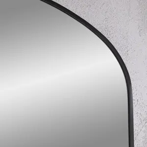 Overmantle Mirror Liberty Arched Shape with Black Metal Frame- H 89cm x W 116cm x D 3cm for Hanging Above Fireplace