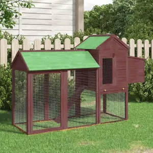 Chicken Coop Mocha 193x65x117 cm Solid Wood Pine