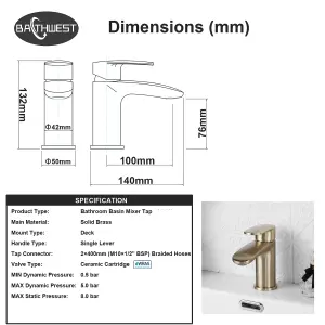 Basin Mixer Tap with Drain,Brass Bathroom Sink Taps with Waste, Modern Bathroom Taps with Pop Up