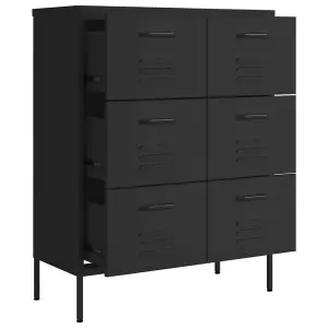 Berkfield Drawer Cabinet Black 80x35x101.5 cm Steel