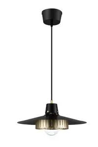 GoodHome Delagoa Round Matt Black & Gold LED Pendant ceiling light, (Dia)380mm