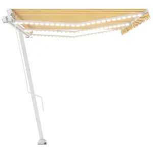 Berkfield Manual Retractable Awning with LED 600x300 cm Yellow and White