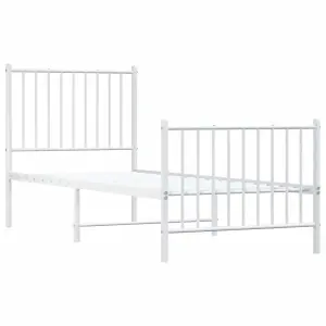 Berkfield Metal Bed Frame with Headboard and Footboard White 75x190 cm 2FT6 Small Single