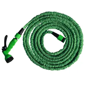 Alivio Expandable Garden Hose Pipe 50ft with 7 Spray Functions, Spray Gun & Connectors - Green