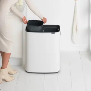 Brabantia Bo 30 Litre + 30 Litre Touch Bin with Two Inner Buckets White / 60