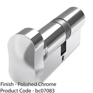 Chrome EURO Profile 6 Pin Cylinder & Thumbturn 45/45mm - Front Door Barrell Lock