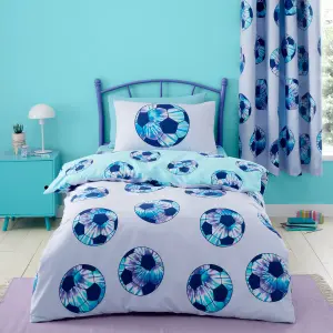 Catherine Lansfield Bedding Kids Tie Dye Football Reversible Duvet Cover Set Lilac