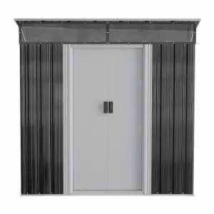 Charcoal Black Galvanized Steel Acrylic Storage Shed Outdoor Shed Slope Roof Double Door